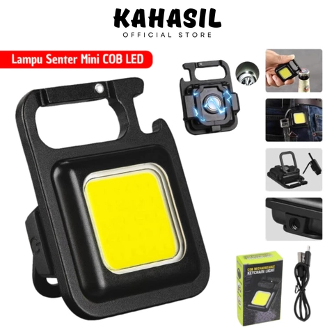KAHASIL - Lampu Senter LED COB Portable USB Gantungan Kunci Mini Kecil Keychain Camping KMJ204